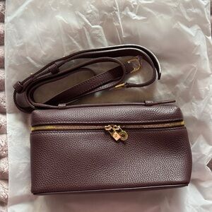 Loro Piana Mini Burgundy Leather Crossbody Bag